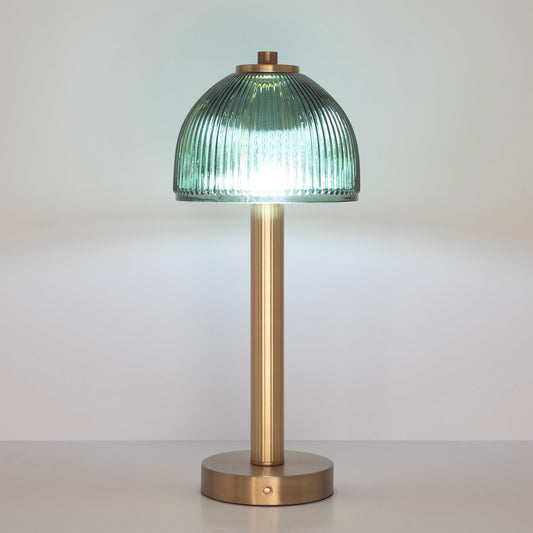 Wiederaufladbare Lampe aus grünem Glas