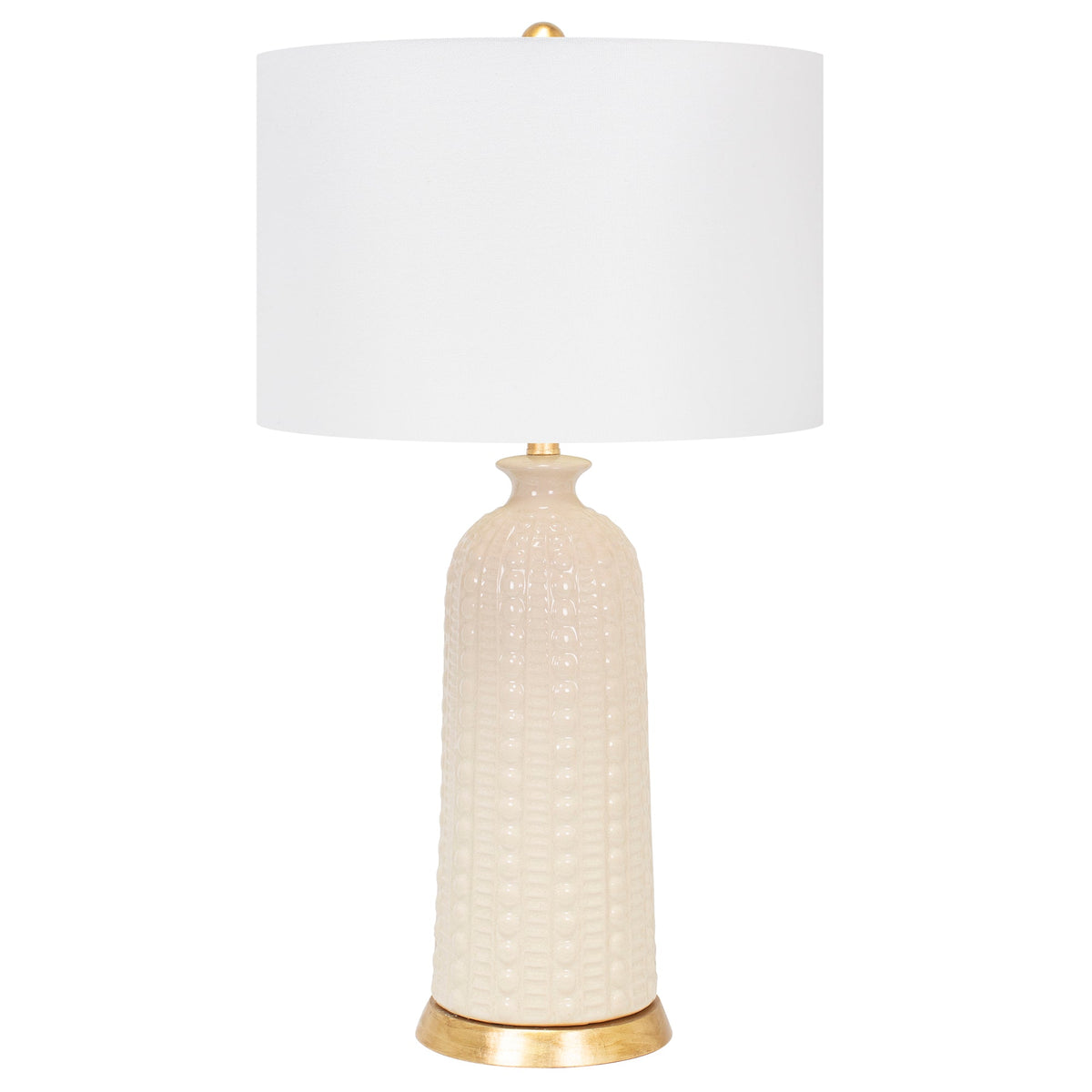Off-White Melrose Tischlampe mit 17x17x11 Weiß Classic Leinen Shade