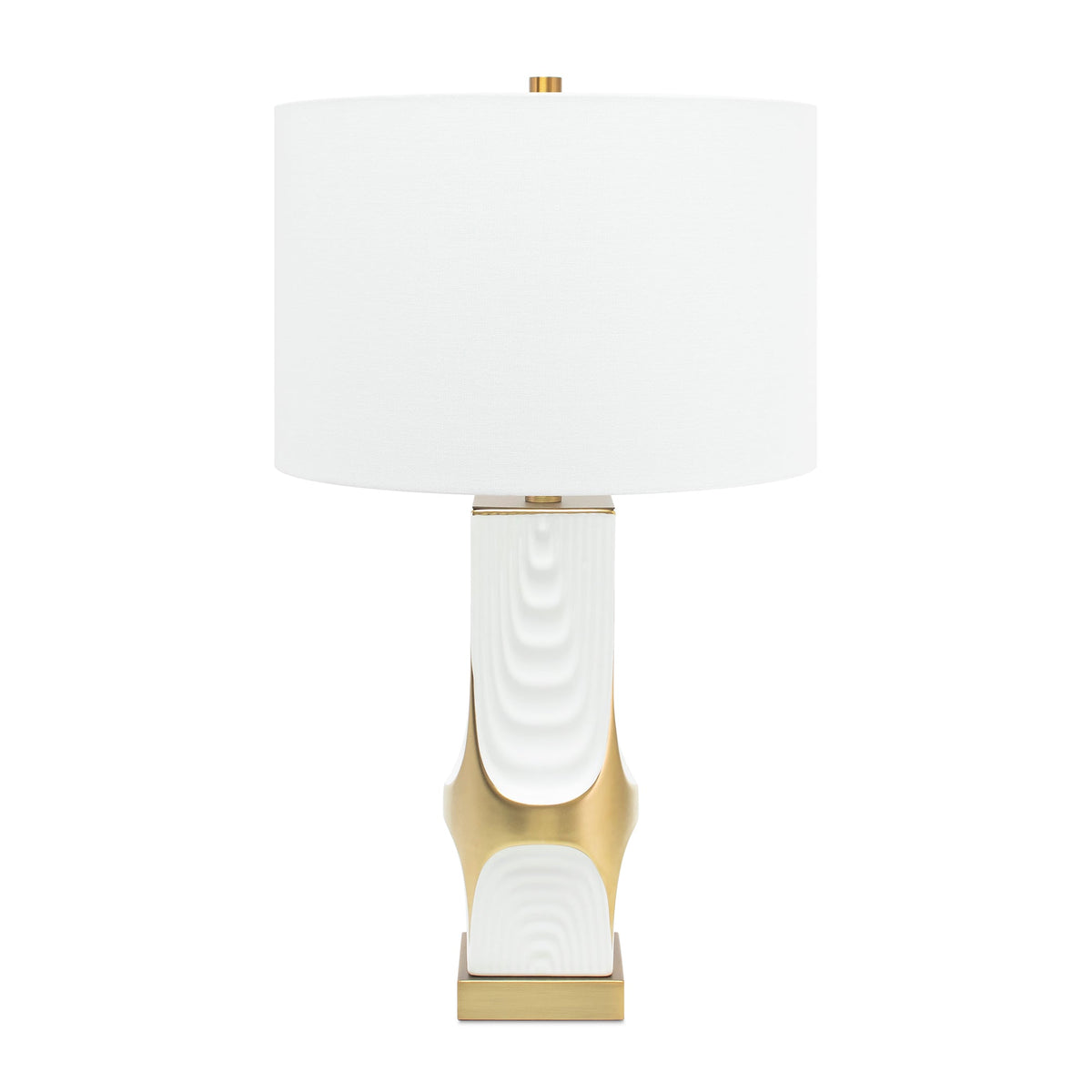 Weiße und Gold Drape Tischlampe mit 15x15x10 Weiß Classic Leinen Shade