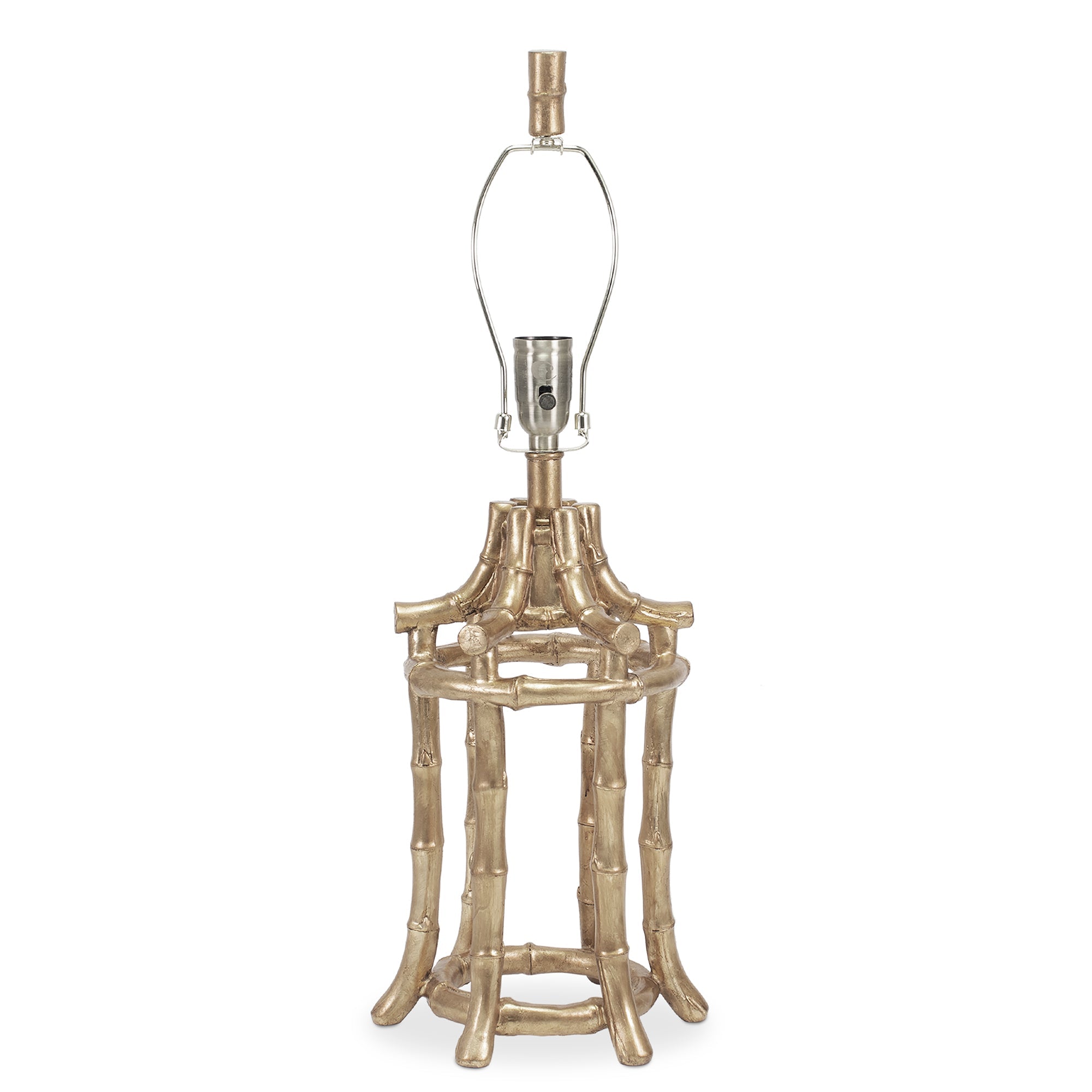 29'H vergoldete silberne Bambus-Tischlampe