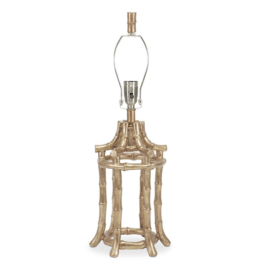 29'H vergoldete silberne Bambus-Tischlampe