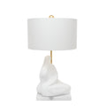 Bettina White Table Lamp mit weißem Leinentrommelton