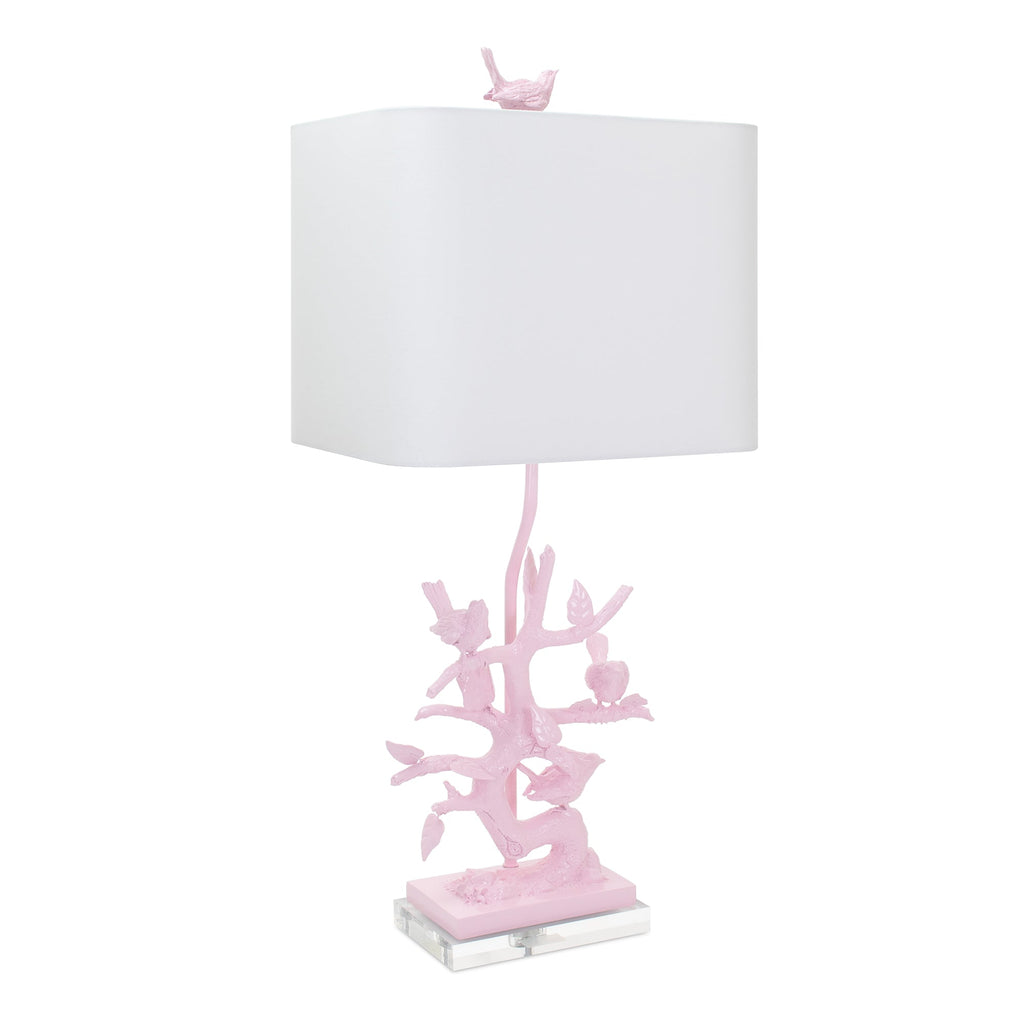29'H Vogel auf Abzweigtisch Lampe-Blushing Bride Pink