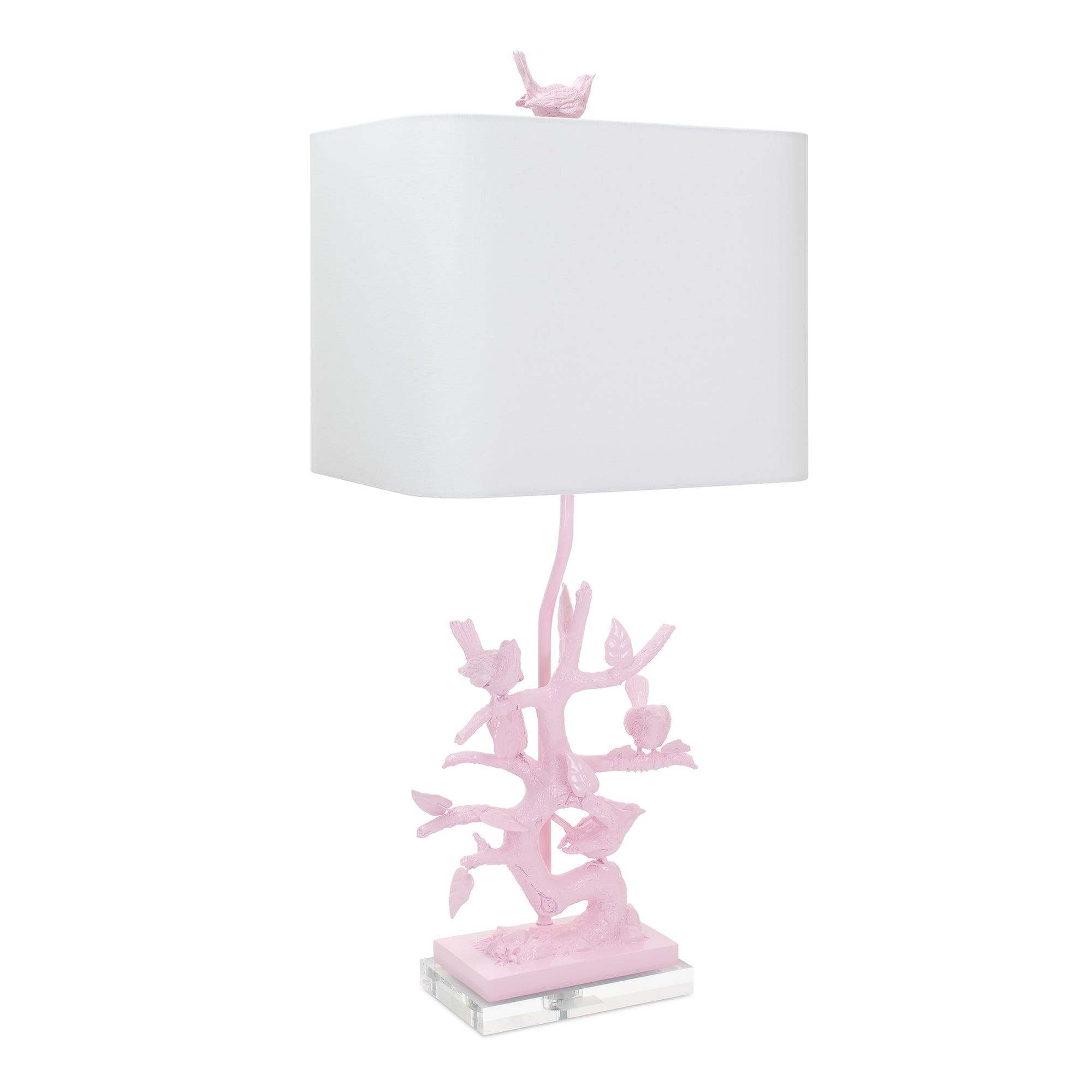 29'H Vogel auf Abzweigtisch Lampe-Blushing Bride Pink
