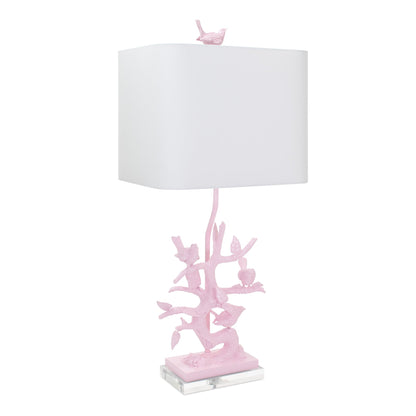 29'H Vogel auf Abzweigtisch Lampe-Blushing Bride Pink