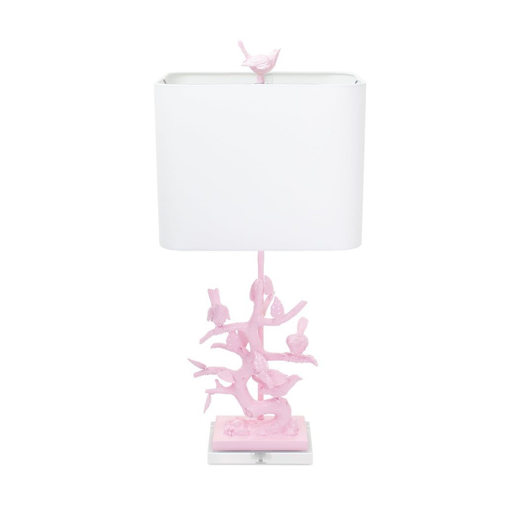 29'H Vogel auf Abzweigtisch Lampe-Blushing Bride Pink