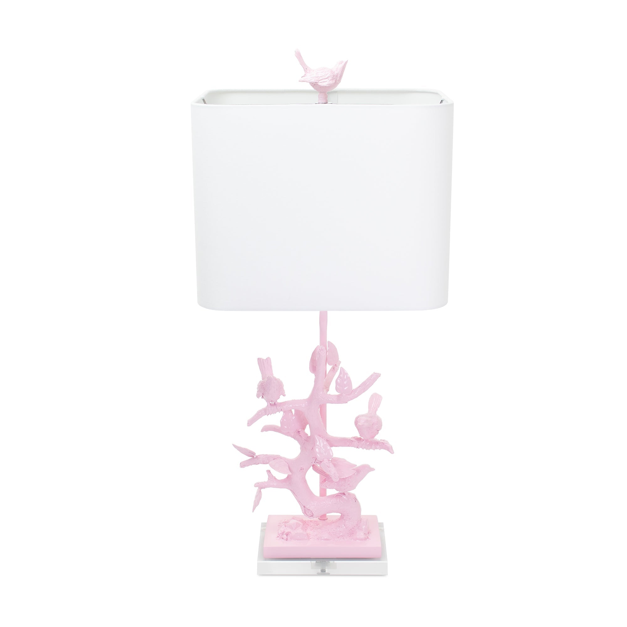 29'H Vogel auf Abzweigtisch Lampe-Blushing Bride Pink