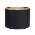 Round Black Linen Drum Shade mit Gold Lining 14' x 14' x 10'