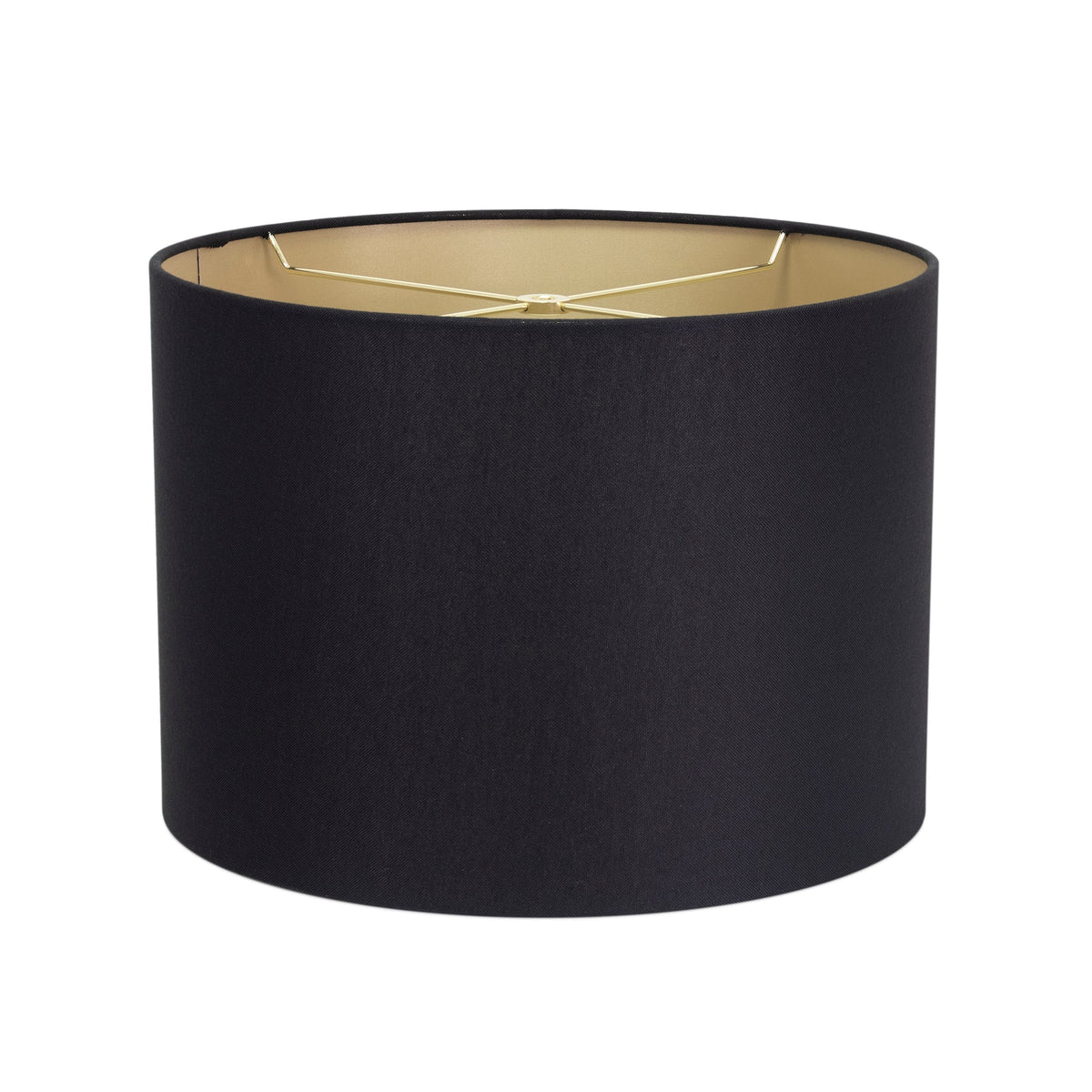 Round Black Linen Drum Shade mit Gold Lining 14' x 14' x 10'