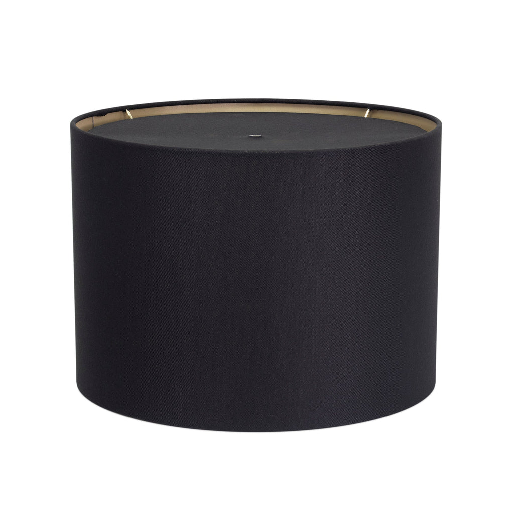 Round Black Linen Drum Shade mit Gold Lining 14' x 14' x 10'