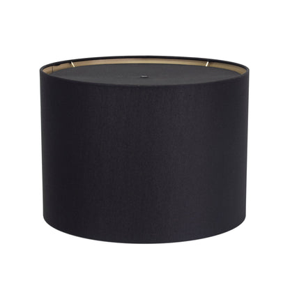 Round Black Linen Drum Shade mit Gold Lining 14' x 14' x 10'