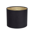 Round Black Linen Drum Shade mit Gold Lining 12' x 12' x 10'