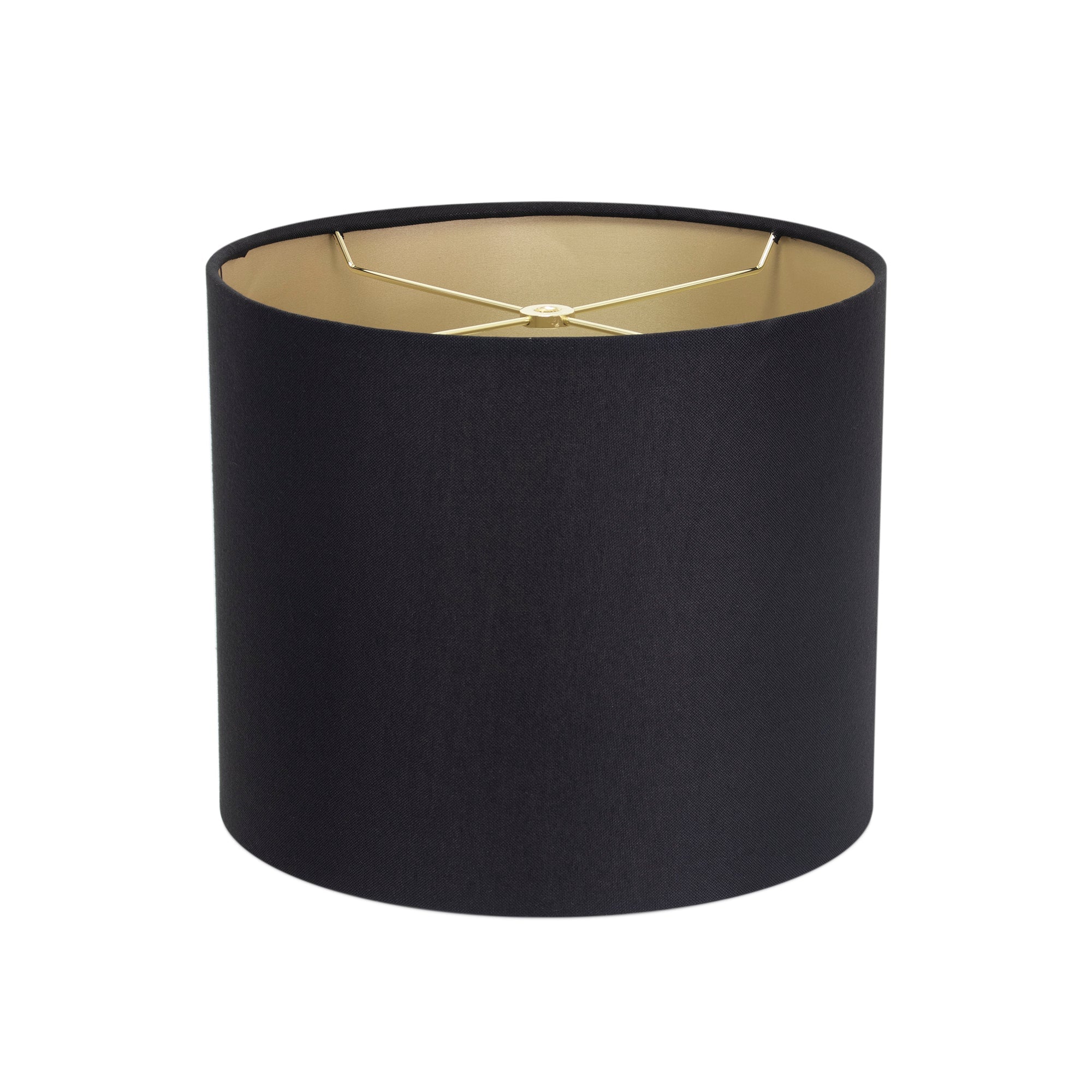 Round Black Linen Drum Shade mit Gold Lining 12' x 12' x 10'