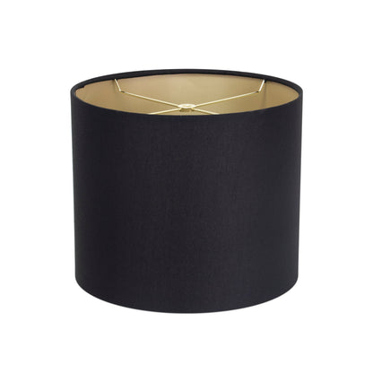 Round Black Linen Drum Shade mit Gold Lining 12' x 12' x 10'