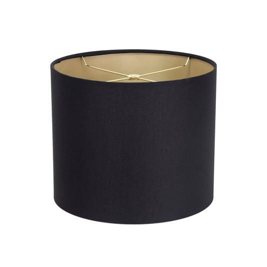Round Black Linen Drum Shade mit Gold Lining 12' x 12' x 10'