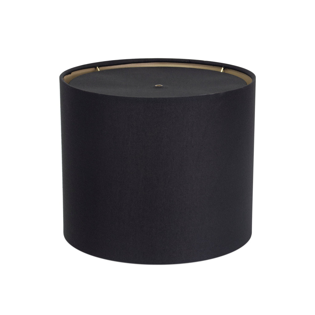 Round Black Linen Drum Shade mit Gold Lining 12' x 12' x 10'