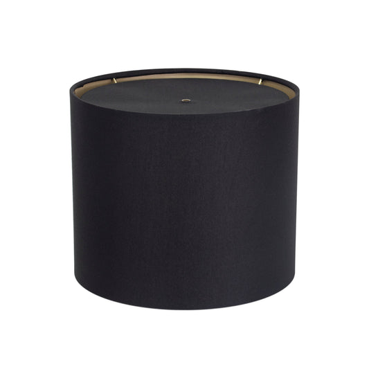 Round Black Linen Drum Shade mit Gold Lining 12' x 12' x 10'