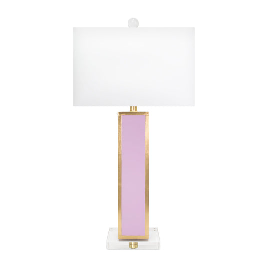 31.5'H Lilac / Gold Blair Tischlampe mit weißem Leinenschatten