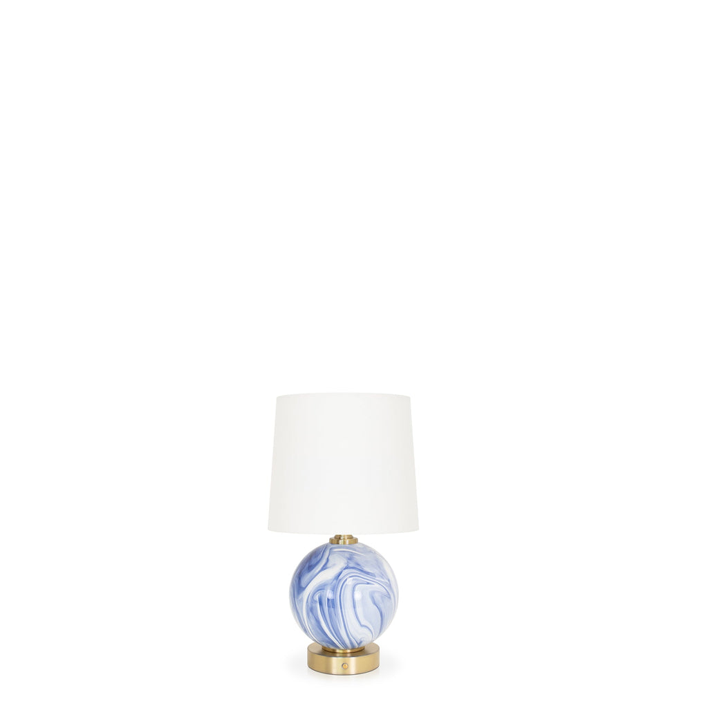 Blaue und weiße Kugel wiederaufladbare Lampe