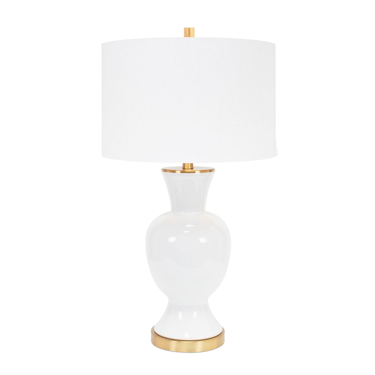 Weiße Conley Tischlampe - mit 16x16x10.5 Trommelschatten mit weichem Goldfutter
