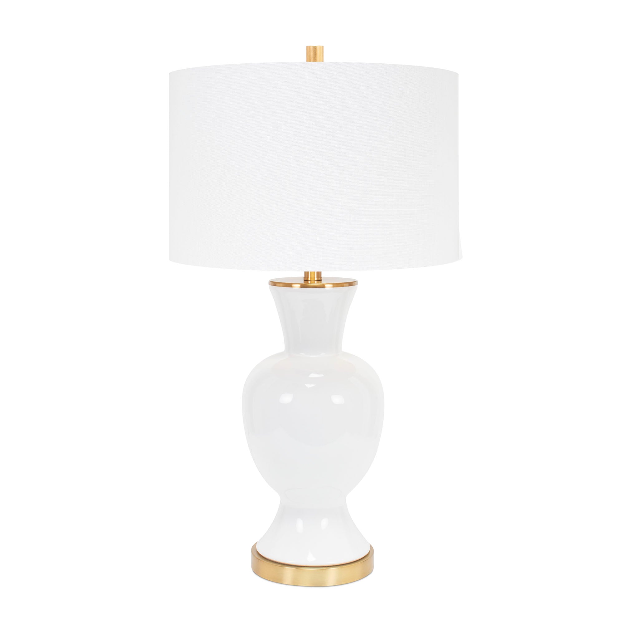 Weiße Conley Tischlampe - mit 16x16x10.5 Trommelschatten mit weichem Goldfutter