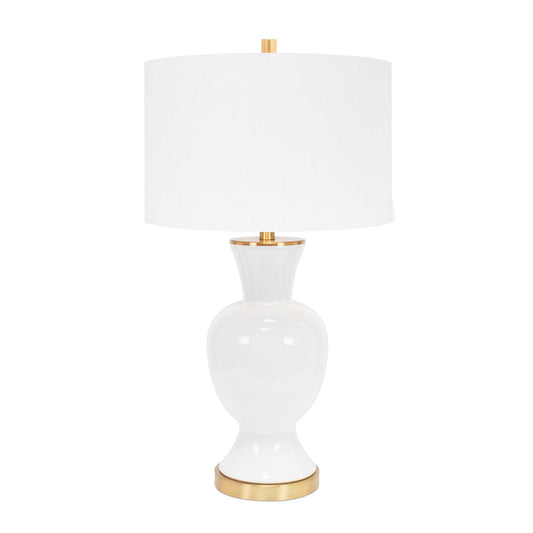 Weiße Conley Tischlampe - mit 16x16x10.5 Trommelschatten mit weichem Goldfutter