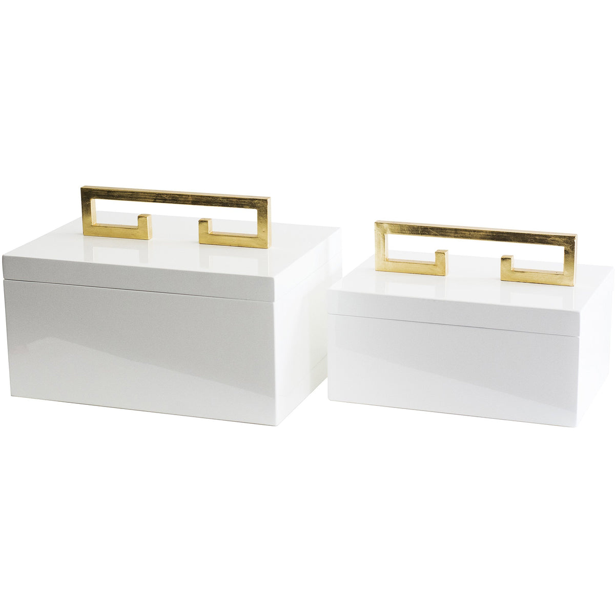 Avondale Boxes [Set of 2] Weiß & Gold