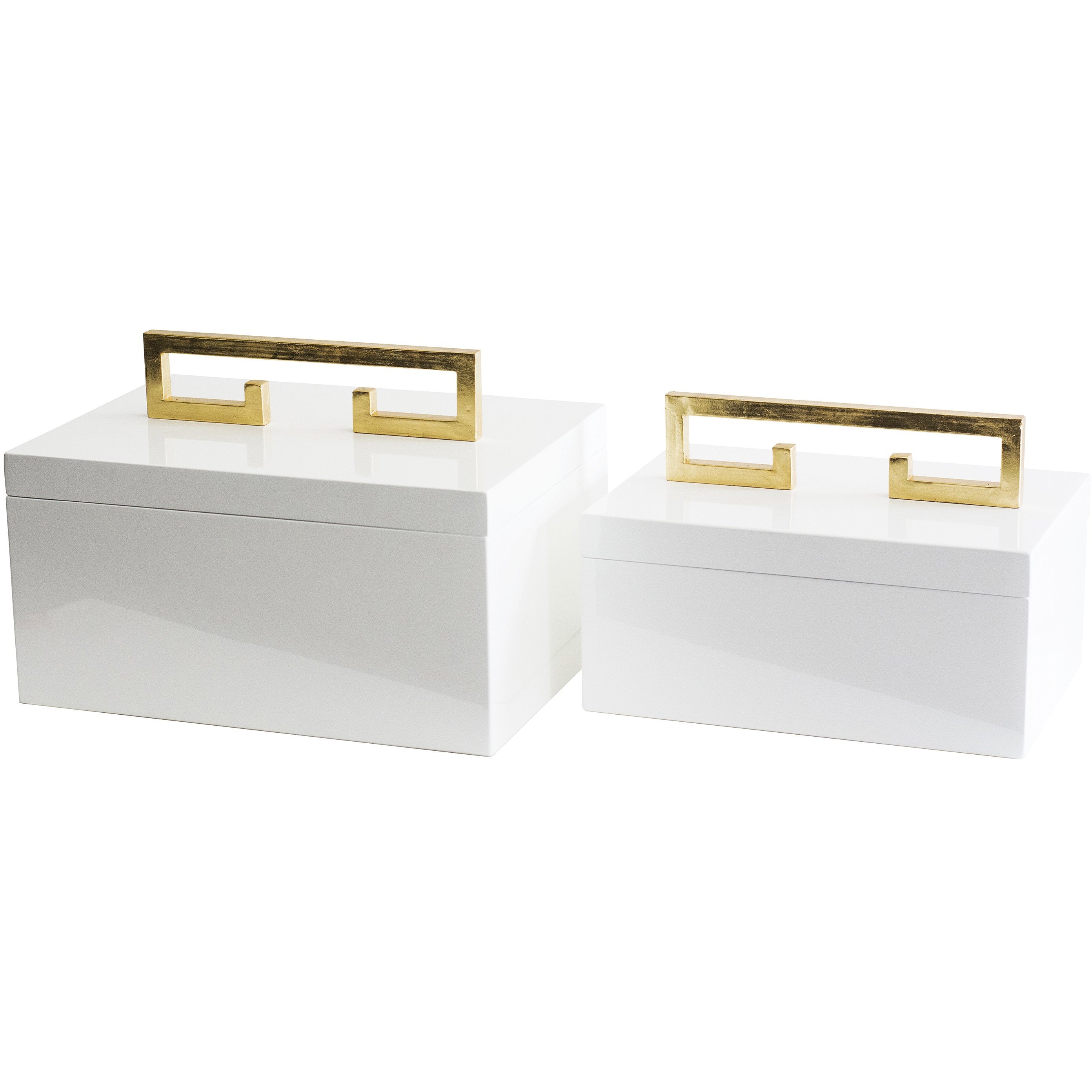 Avondale Boxes [Set of 2] Weiß & Gold