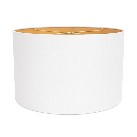17x17x10.5'H White Casual Linen Shade w/ Soft Gold Lining
