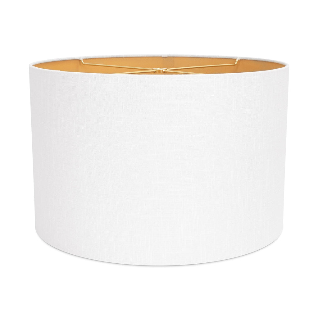17x17x11'H White Casual Linen Shade w/ Soft Gold