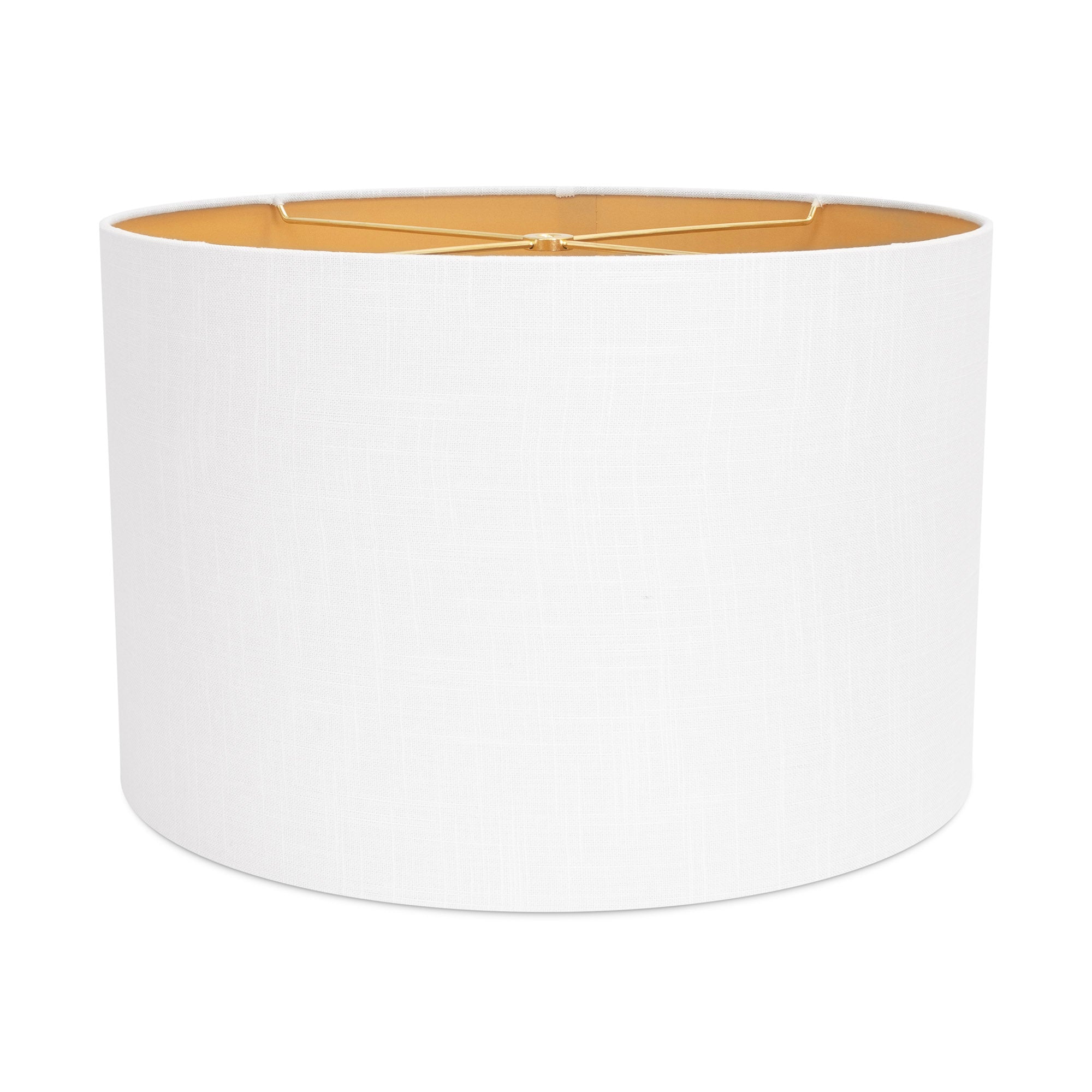 17x17x11'H White Casual Linen Shade w/ Soft Gold