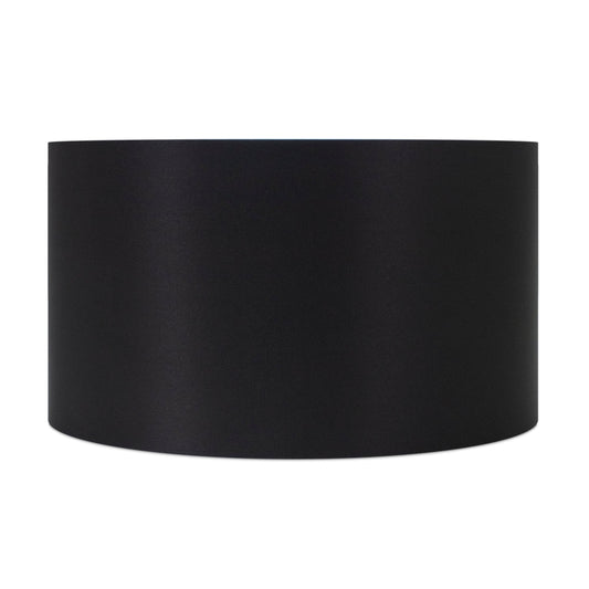 Round Black Leinen Drum Shade 17' x 17' x 11''