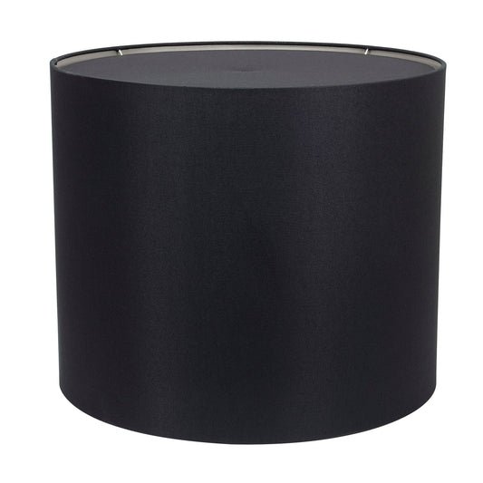 Round Black Linen Drum Shade mit Silber Lining 19' x 19' x 16'