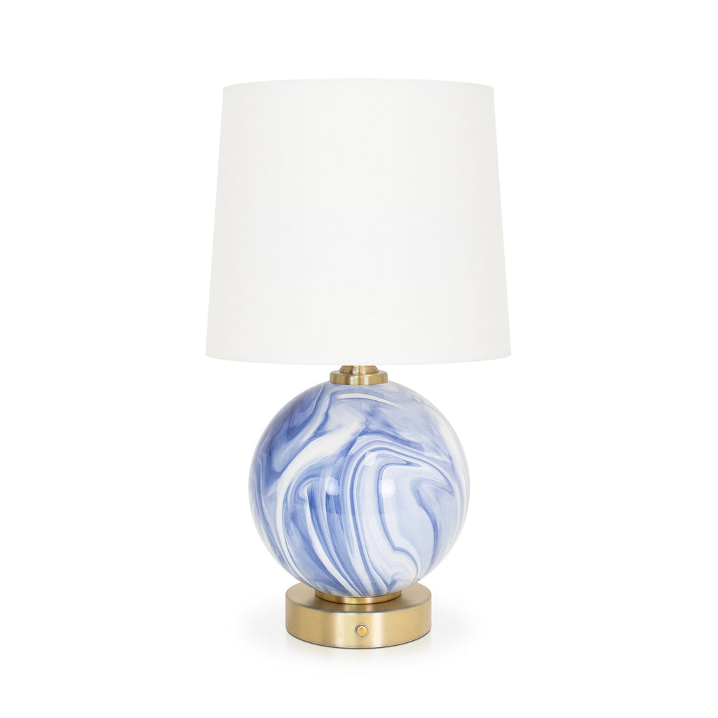Blaue und weiße Kugel wiederaufladbare Lampe
