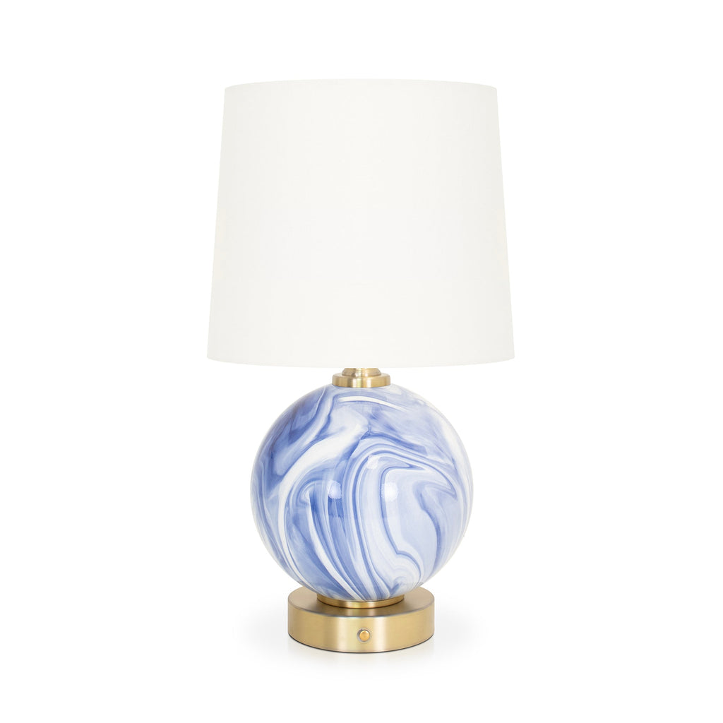 Blaue und weiße Kugel wiederaufladbare Lampe