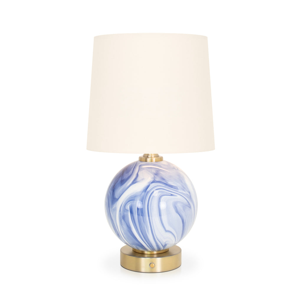 Blaue und weiße Kugel wiederaufladbare Lampe
