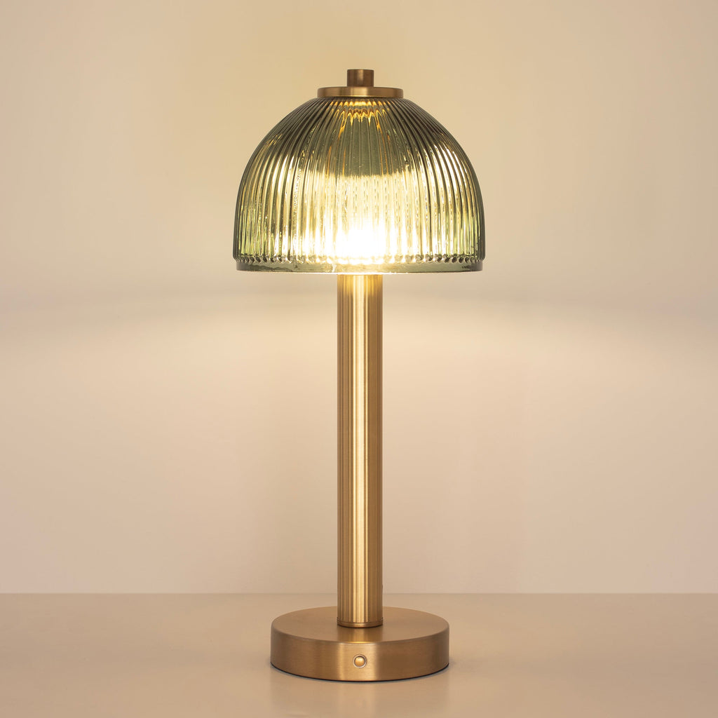 Wiederaufladbare Lampe aus grünem Glas