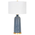 Denim Blue Melrose Tischlampe mit 17x17x11 Weiß Classic Leinenschatten