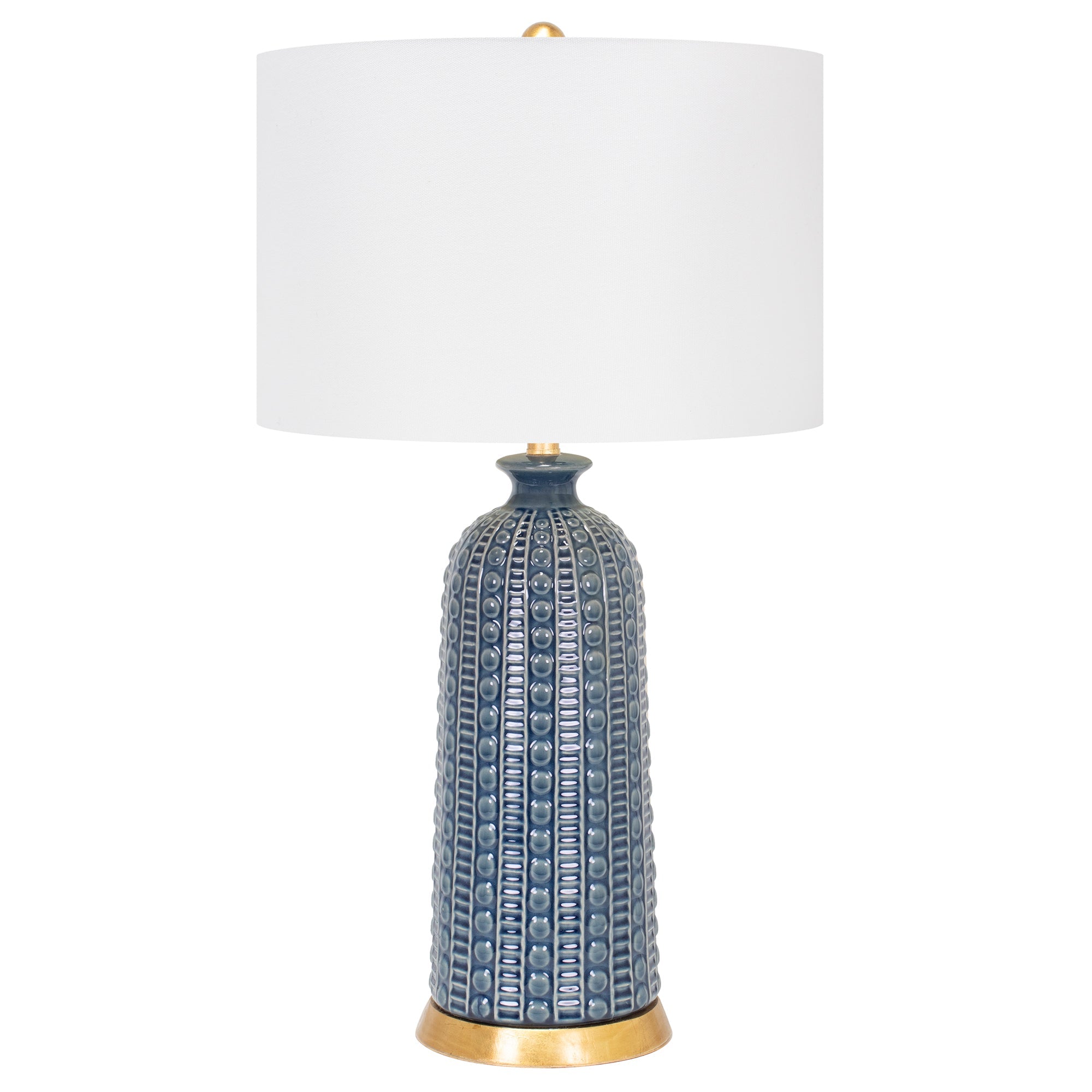 Denim Blue Melrose Tischlampe mit 17x17x11 Weiß Classic Leinenschatten