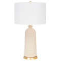Off-White Melrose Tischlampe mit 17x17x11 Weiß Classic Leinen Shade