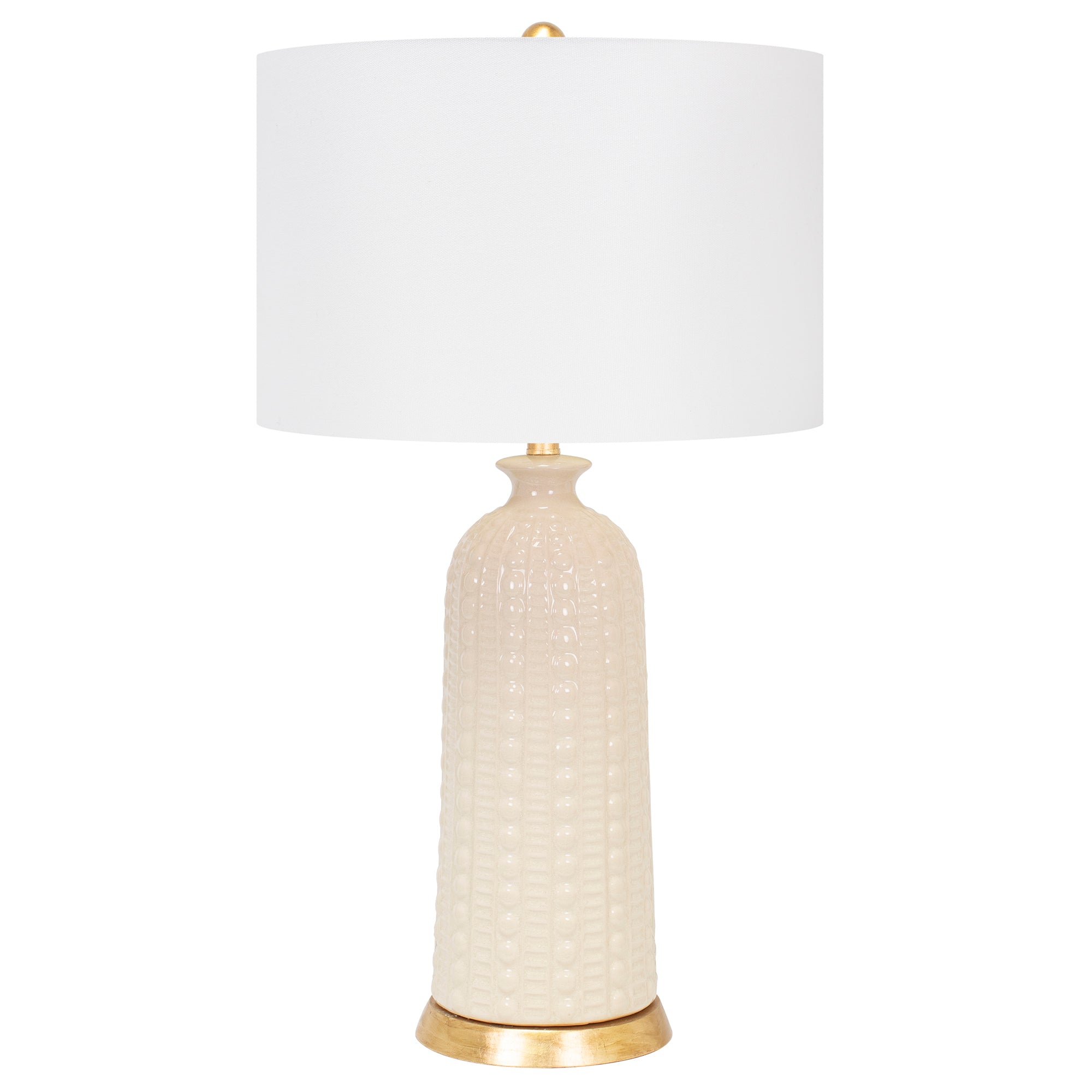 Off-White Melrose Tischlampe mit 17x17x11 Weiß Classic Leinen Shade