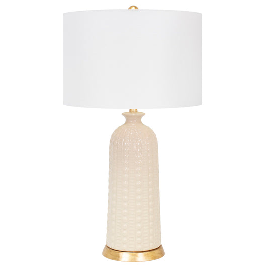Off-White Melrose Tischlampe mit 17x17x11 Weiß Classic Leinen Shade