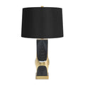 Schwarz-Gold-Drafttischlampe mit 14x16x10 Schwarz-Leinenschatten