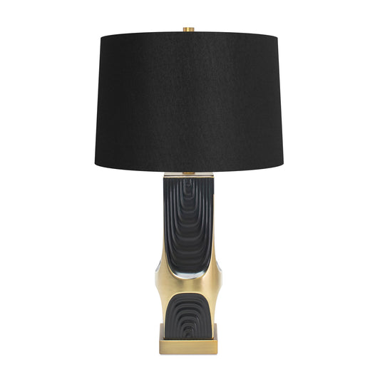 Schwarz-Gold-Drafttischlampe mit 14x16x10 Schwarz-Leinenschatten