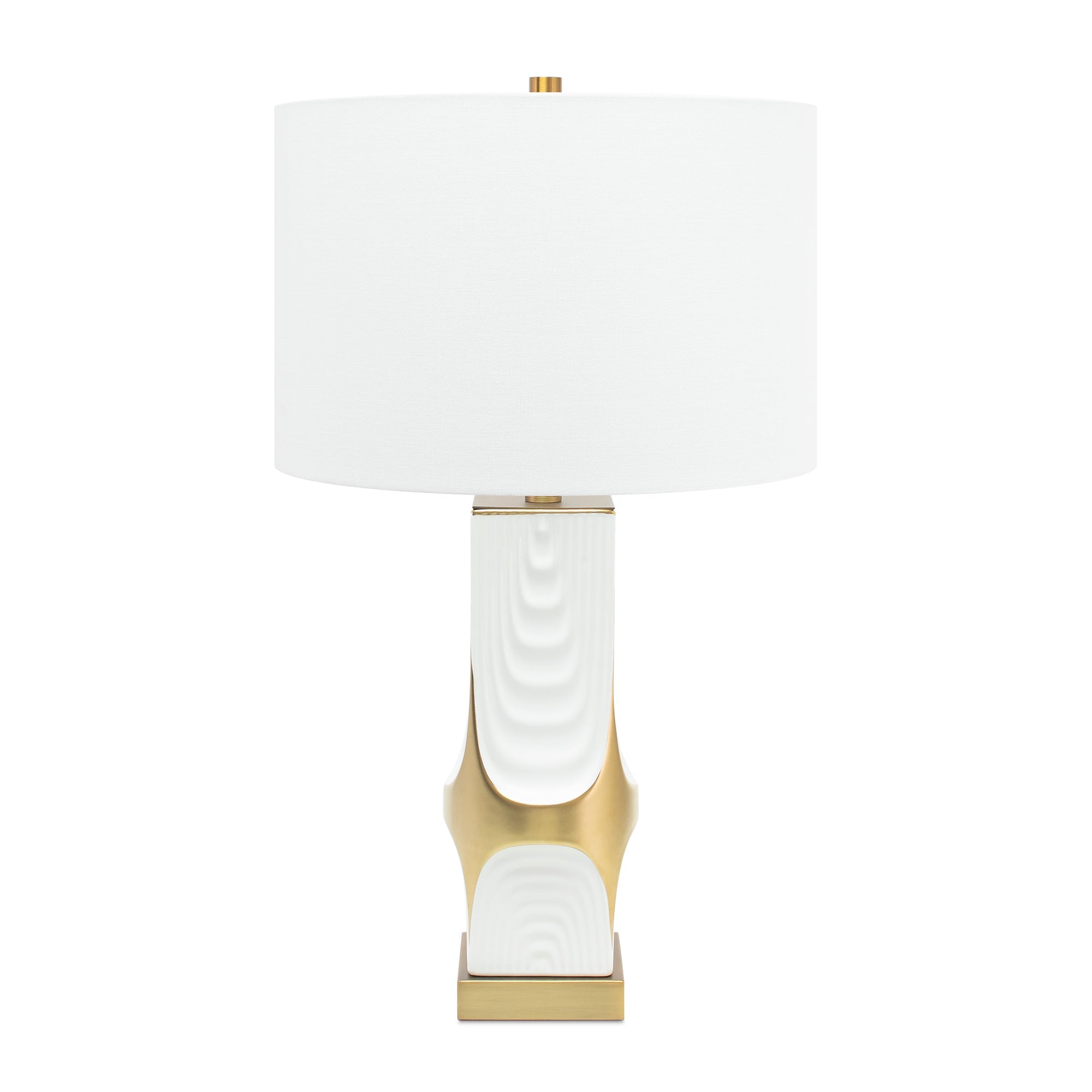 Weiße und Gold Drape Tischlampe mit 15x15x10 Weiß Classic Leinen Shade