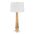 Gold Squire Tischlampe - mit weißem Leinenschatten mit Goldfutter
