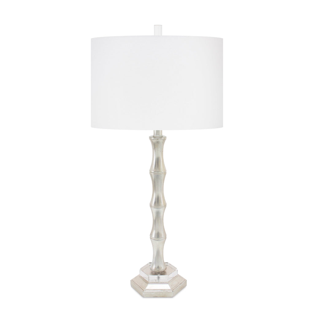 Silber Moso Tischlampe mit Casual Linen Shade