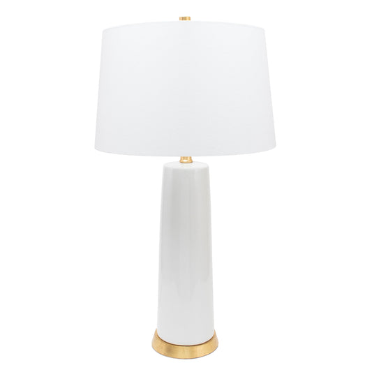 Weiße und Gold Tansey Tischlampe - mit 14x16x10 White Crisp Linen Shade