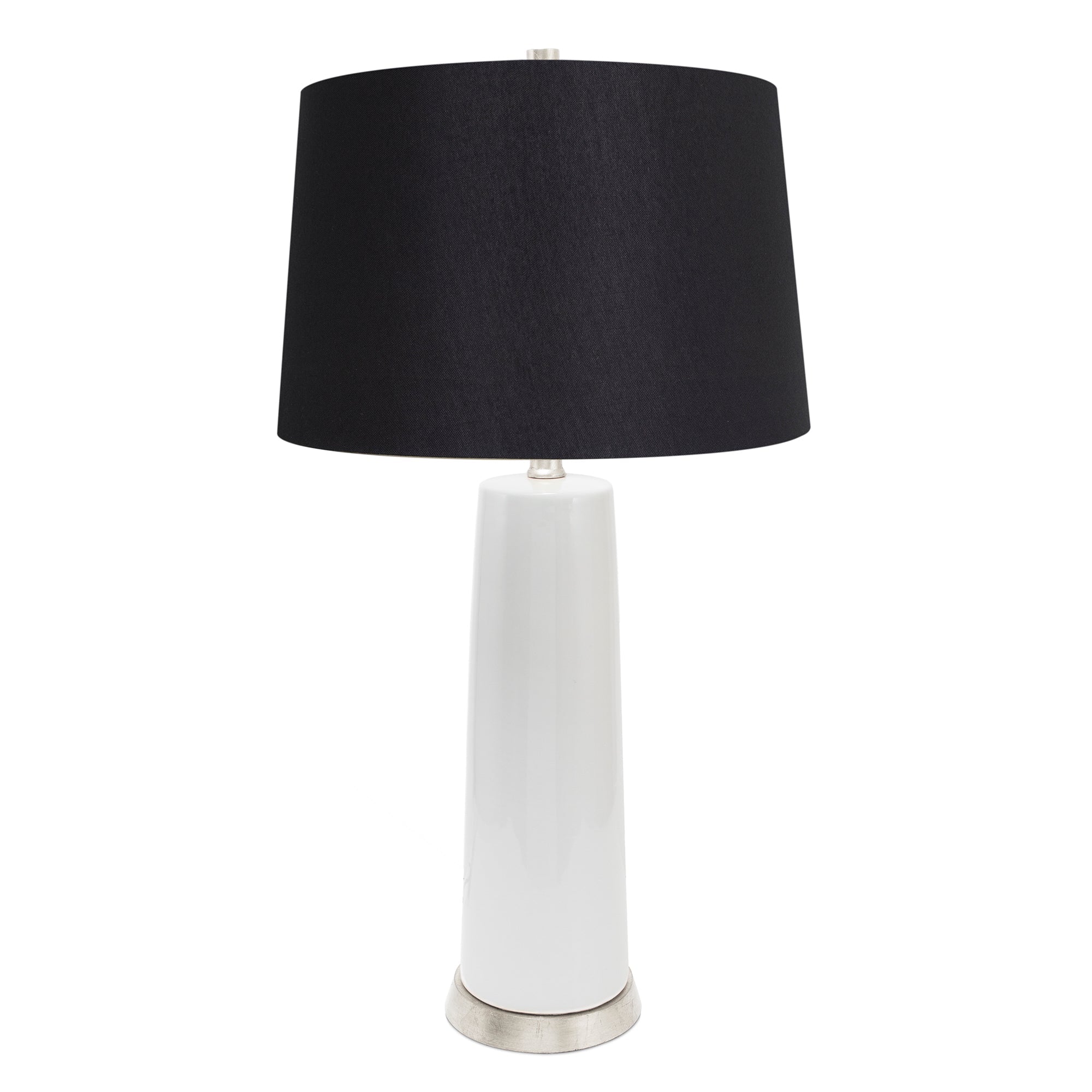 Weiße und silberne Tansey Tischlampe mit 14x16x10 Schwarzwäsche