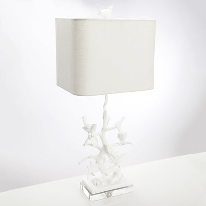 Vogel auf Abzweigtischlampe